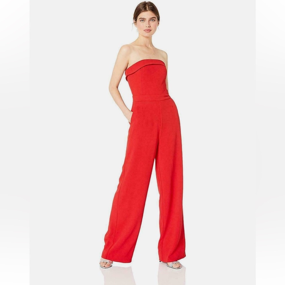 Cupcakes and Cashmere Carrisa Red Strapless Jumpsuit